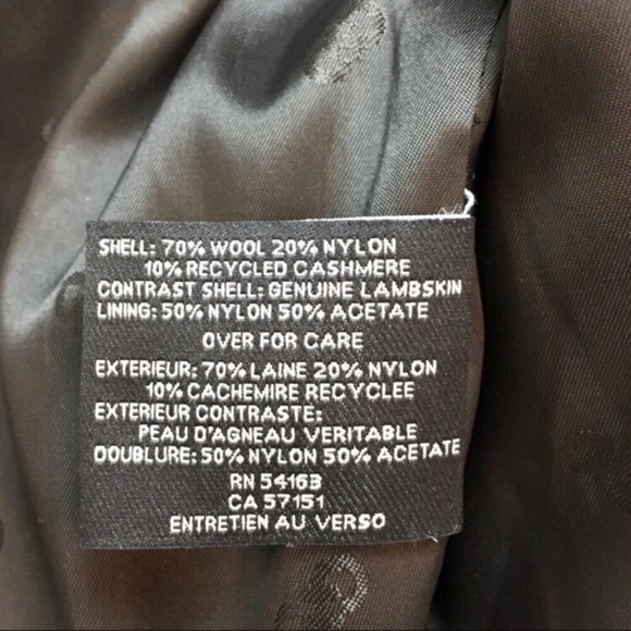 COLE HAAN Leather & Wool Bomber Jacket Black - Picture 7 of 8